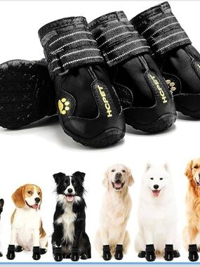 Pawz 3-Inch to 4-Inch Water-Proof Dog Boots, Large, Black (PZBLKL) Size 5